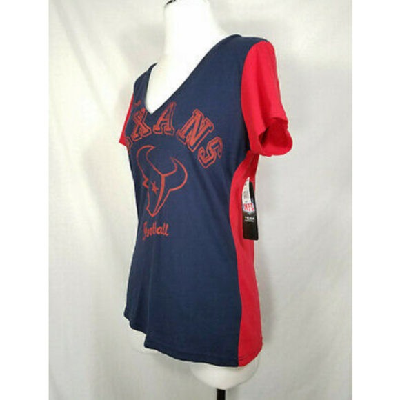 NFL Houston Texans V-Neck Blue Red Shirt Top - Picture 5 of 6